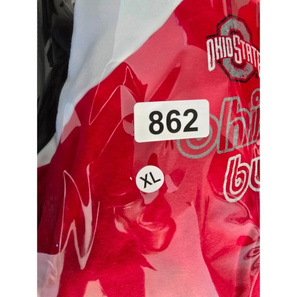 Ohio State Buckeyes Womens Raglan Hoodie Sweatshirt Red White Hanes XL - Picture 5 of 5